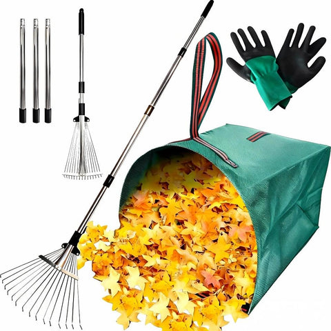 RISETEX leaf rake extendable head 7 14 inches for precise and wide area cleaning