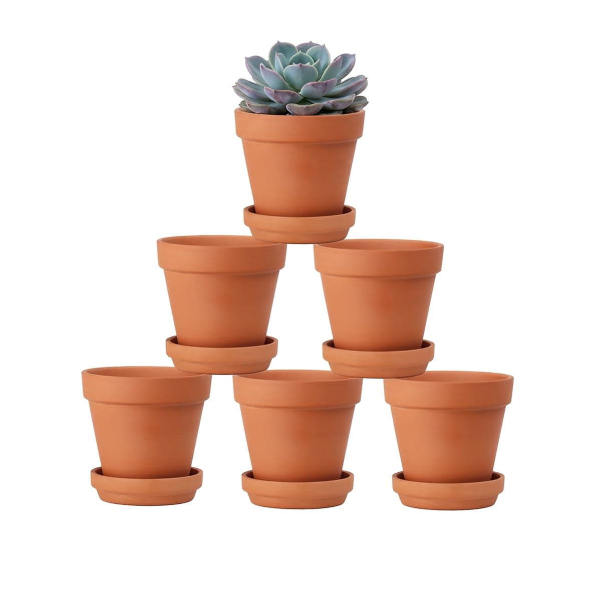 Riseuvo 4-inch terracotta pot with saucer for stable indoor planting and drainage.