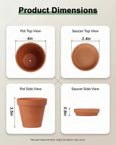 Riseuvo 6-pack terracotta pots for compact windowsill gardens and versatile displays.