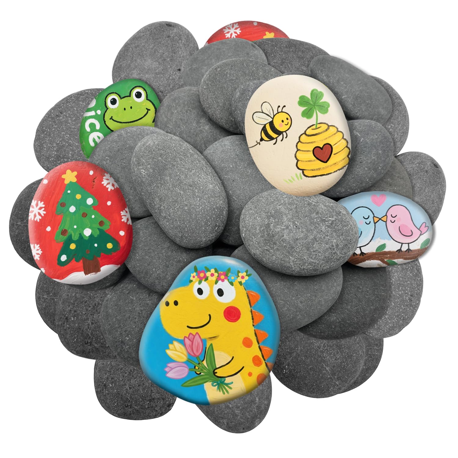 RITOLLO river rock 2-3 inch flat smooth stone ideal for painting projects.