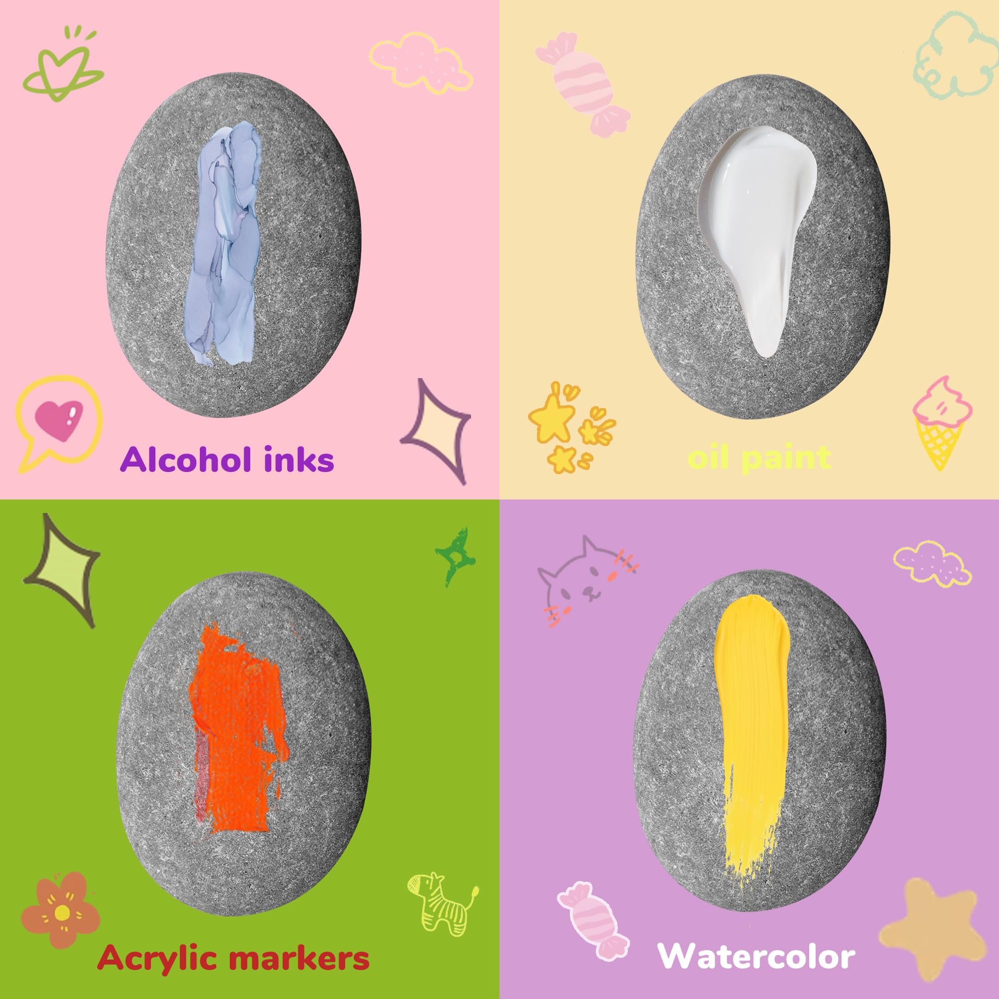 RITOLLO smooth-surfaced rocks easing painting with comfortable grip.