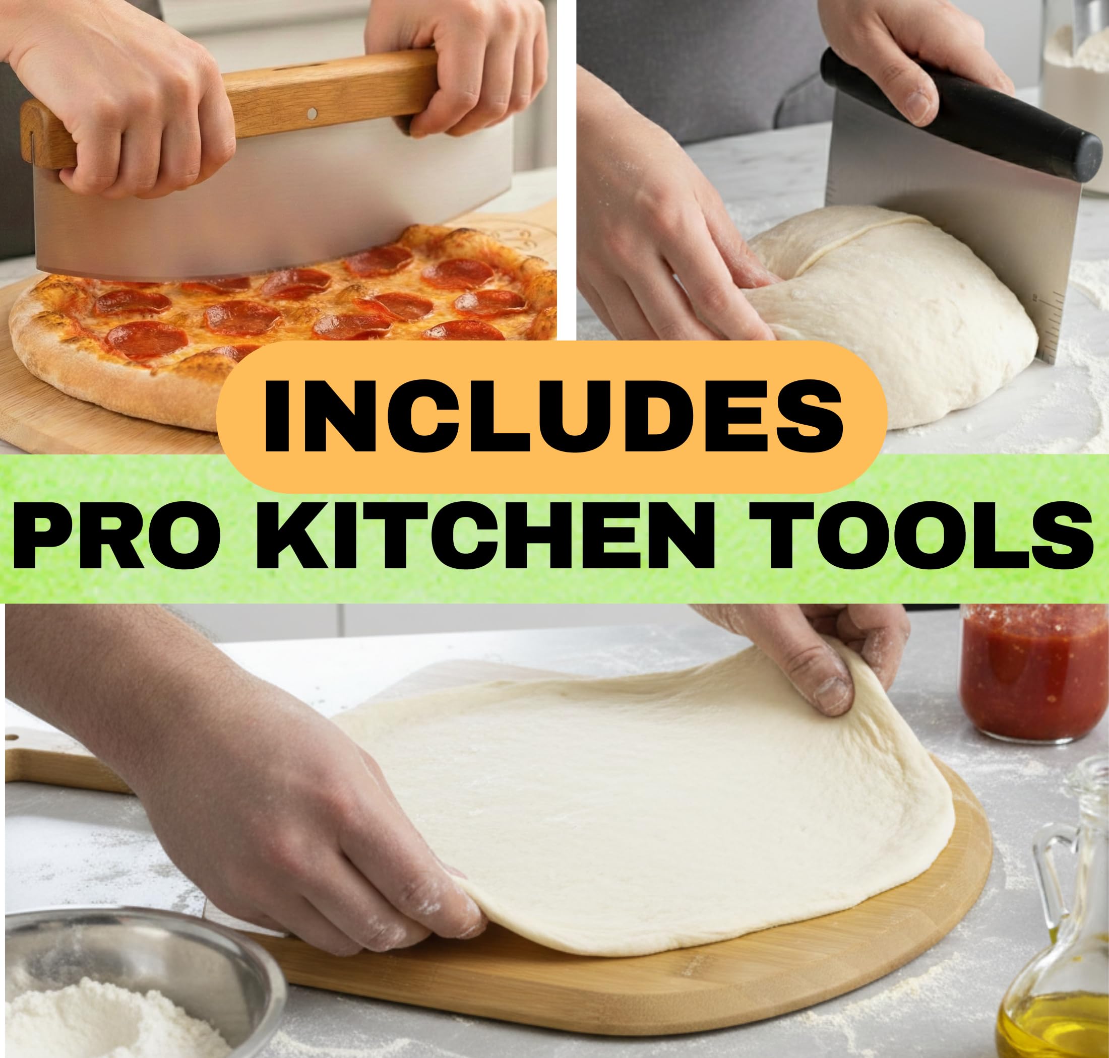 Ritual Life stainless steel pizza cutter with wooden handle for clean slices.