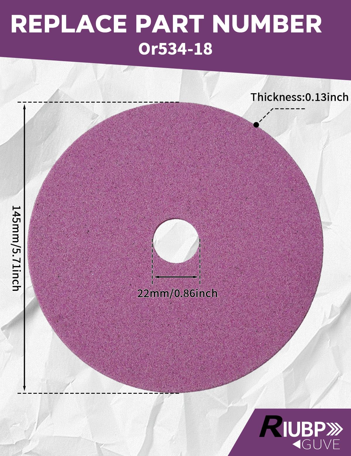 RIUBPGUVE Or534-18 wheel with 60 grit for balanced sharpening.