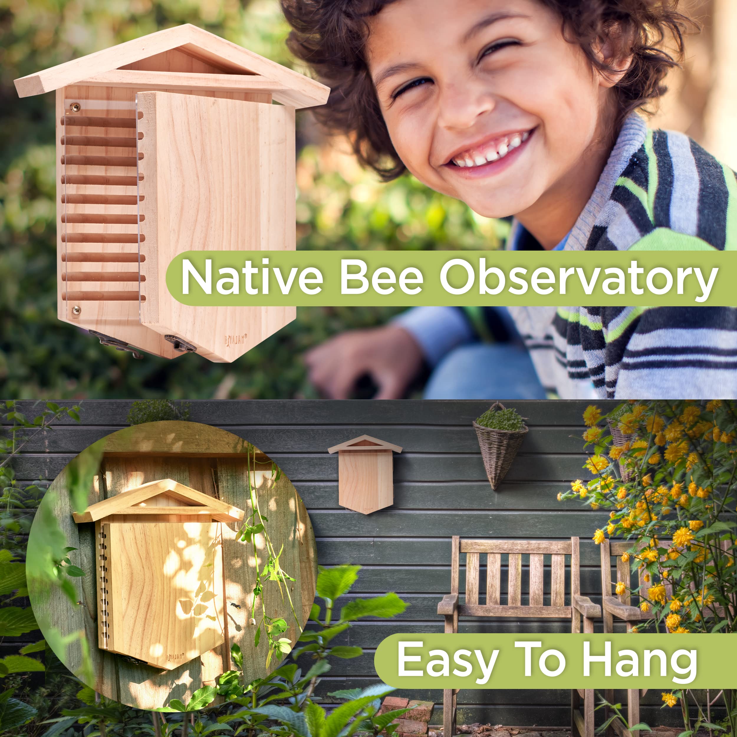 Rivajam Wax-coated bee house protects wood and weather exposure.