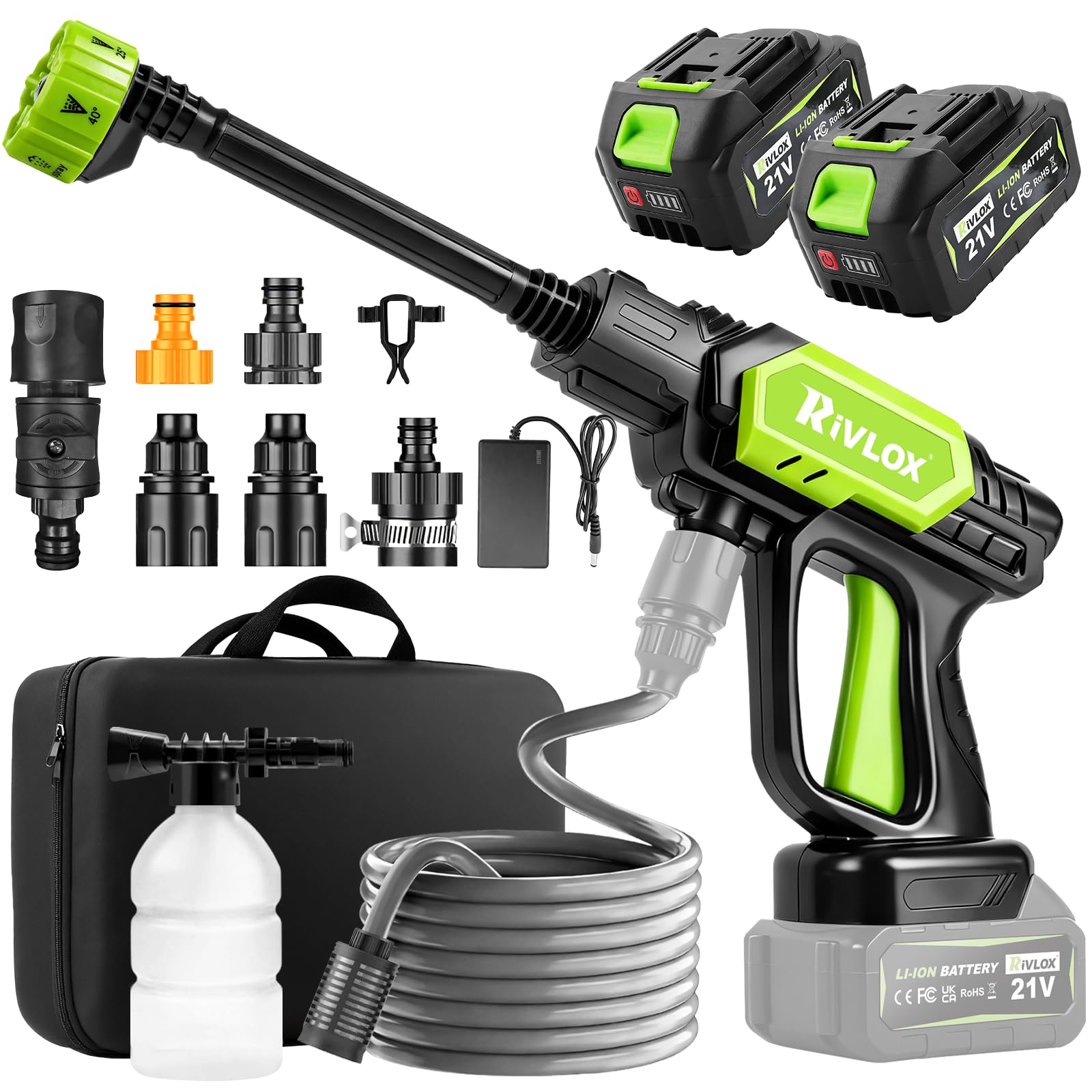 Rivlox cordless pressure washer 1500psi front view for fast outdoor cleaning.