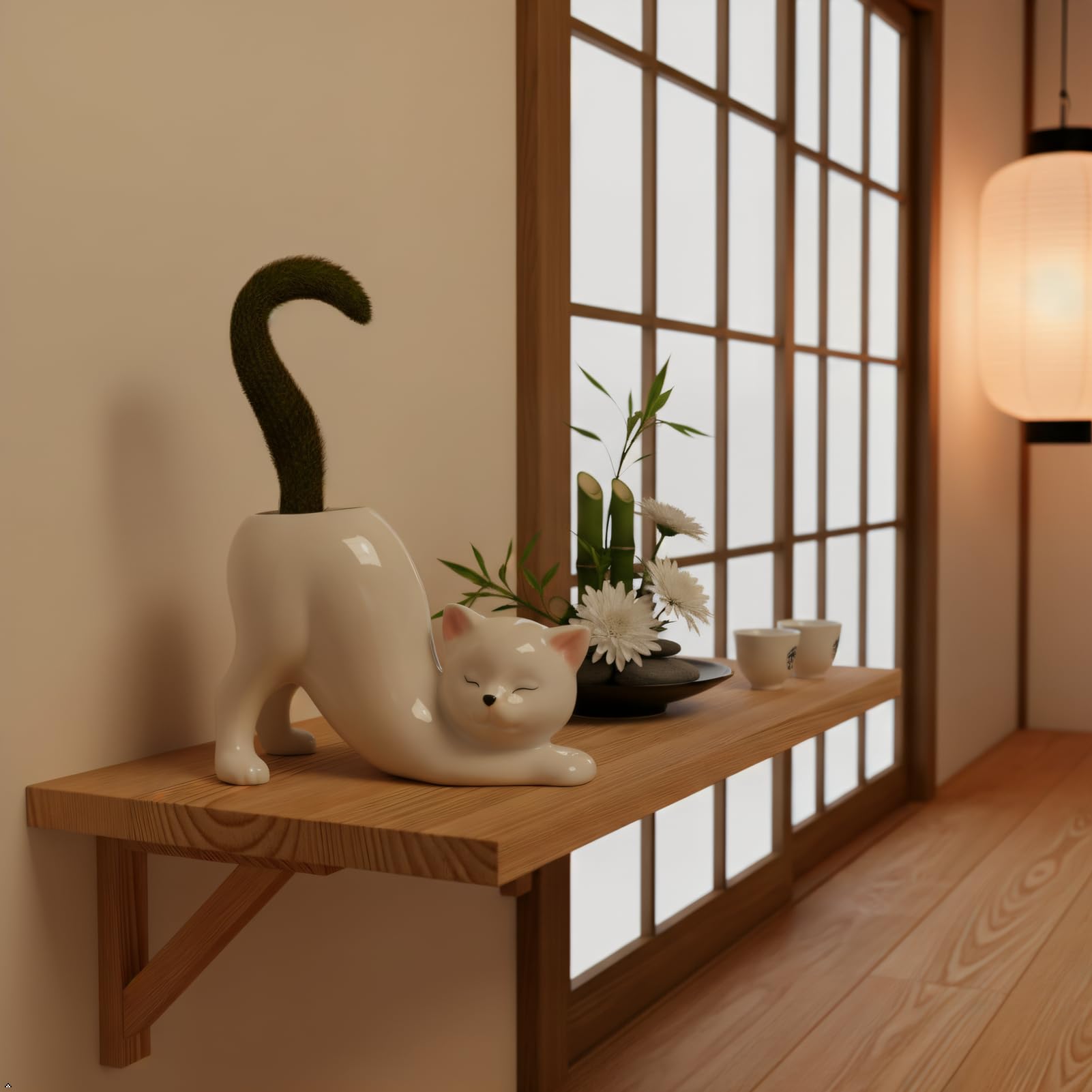 Rivonthex tailless cat planter gift-ready packaging; makes a charming present