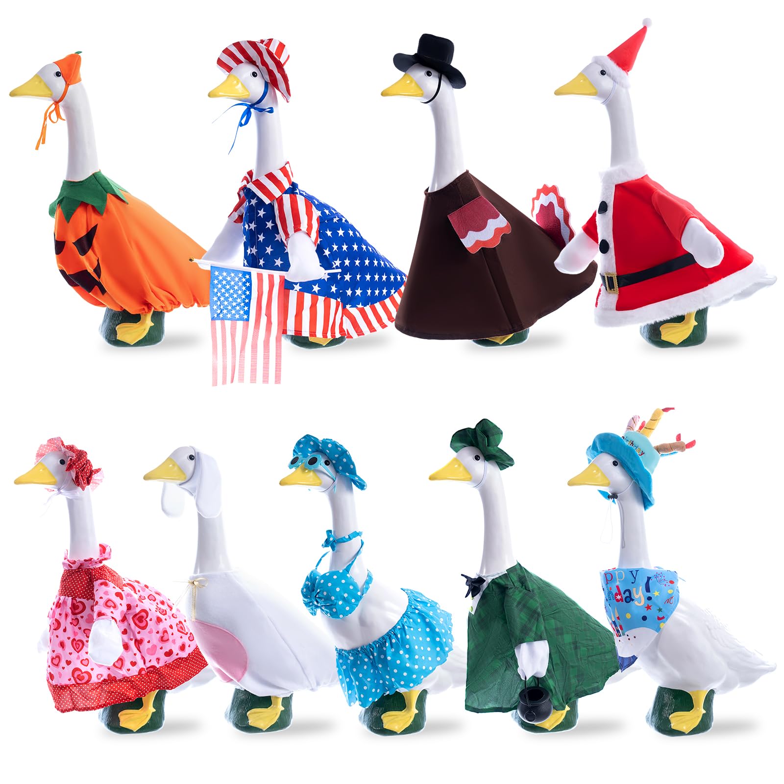 RIYYDEN goose outfits Valentine’s Day costume on lawn goose boosts festive curb appeal