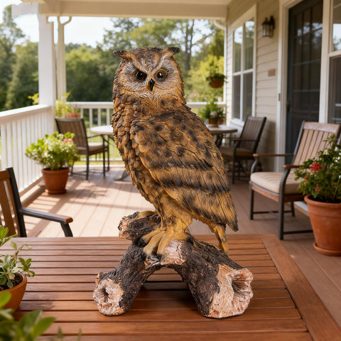 RKGOMDMU hand-painted owl sculpture with natural coloring
