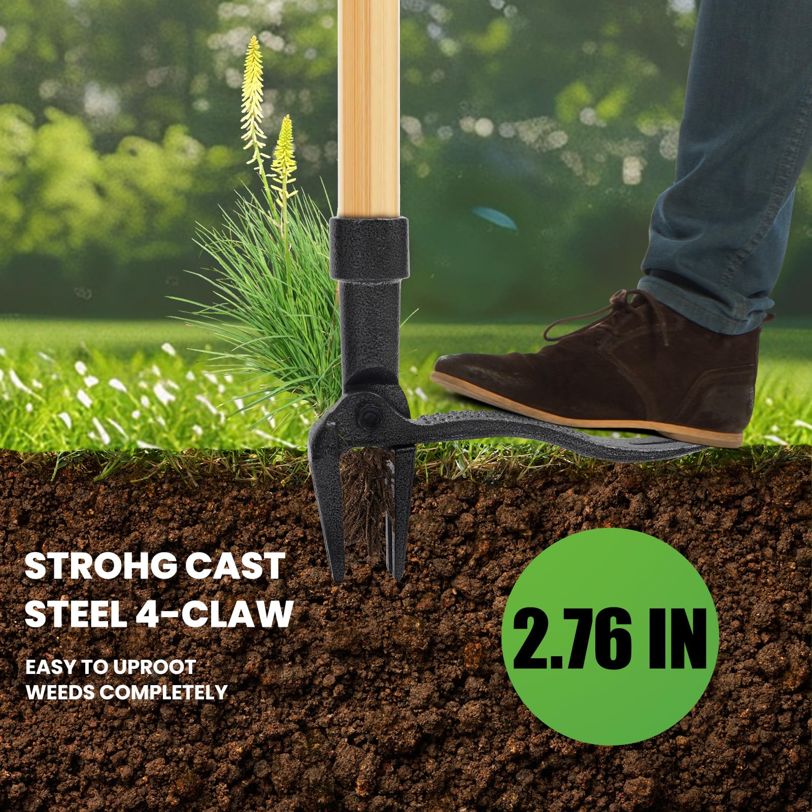 Rlipily 4-claw steel head pulls weeds with roots