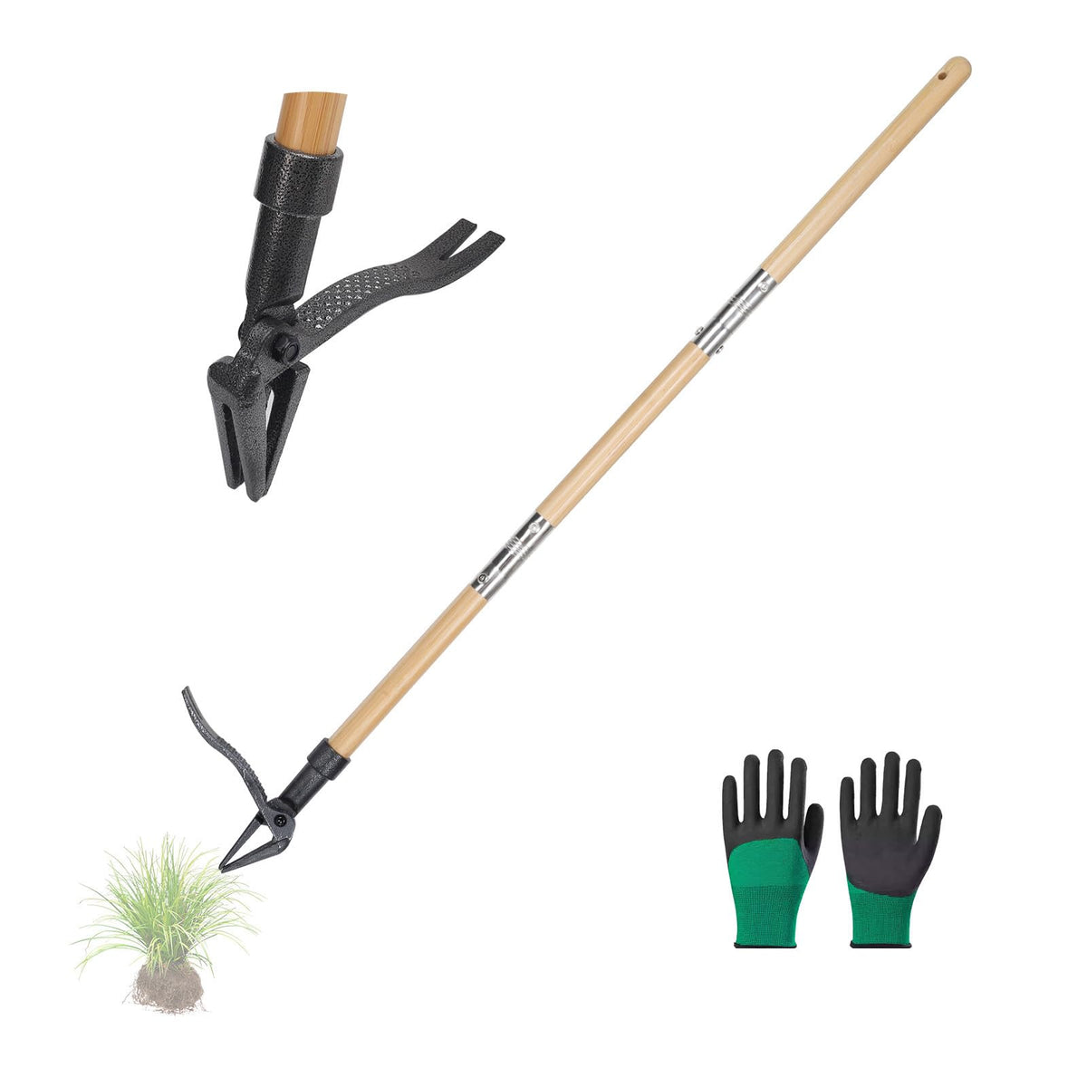 Rlipily weed puller with foot platform enables easy standing weed removal