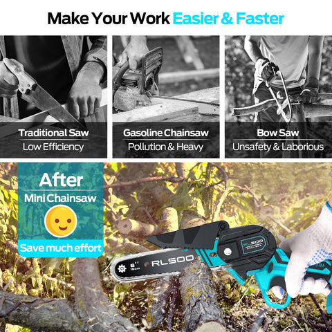 RLSOO Mini Chainsaw lightweight-design enabling comfortable use