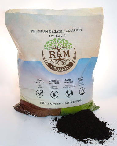 R&amp;M Organics compost demonstrates moisture retention reducing watering needs.