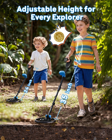RM RICOMAX kids metal detector with adjustable stem for kids and adults