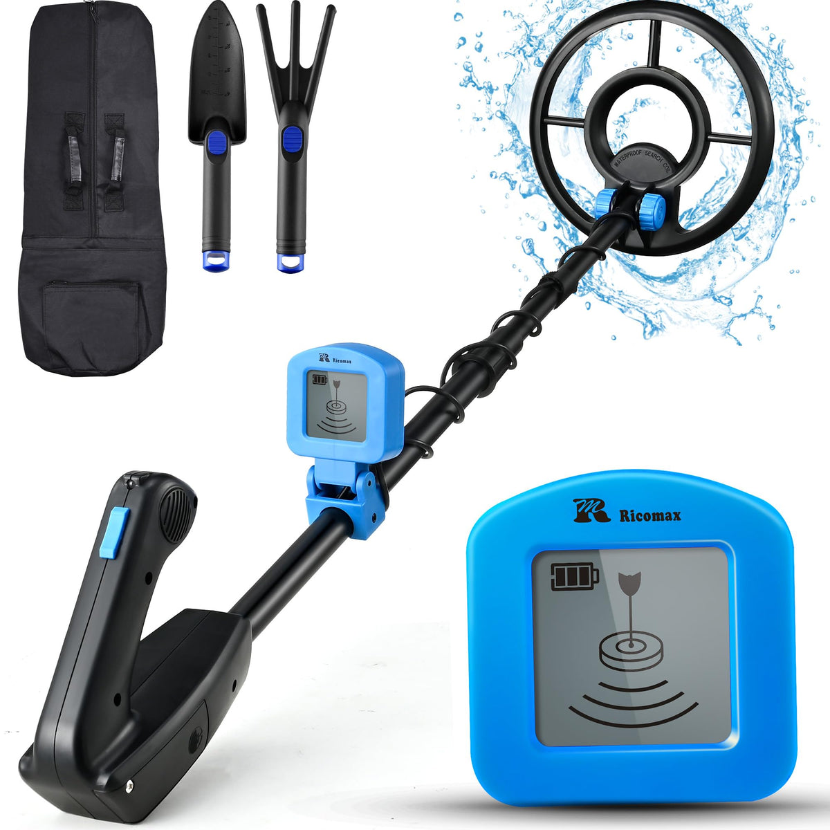RM RICOMAX kids metal detector with waterproof coil for treasure hunting near water