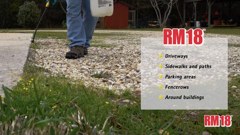 RM18 weed patch treatment area showing controlled growth after application.