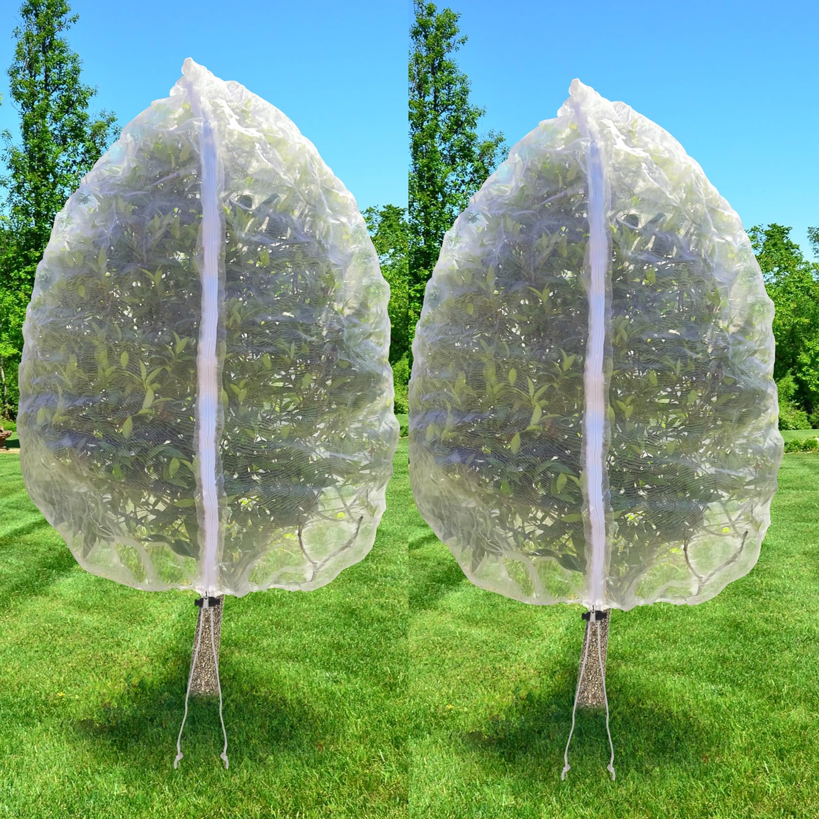 RMBHM 2-pack 10x10ft fruit tree netting bags protecting blueberry bushes from birds