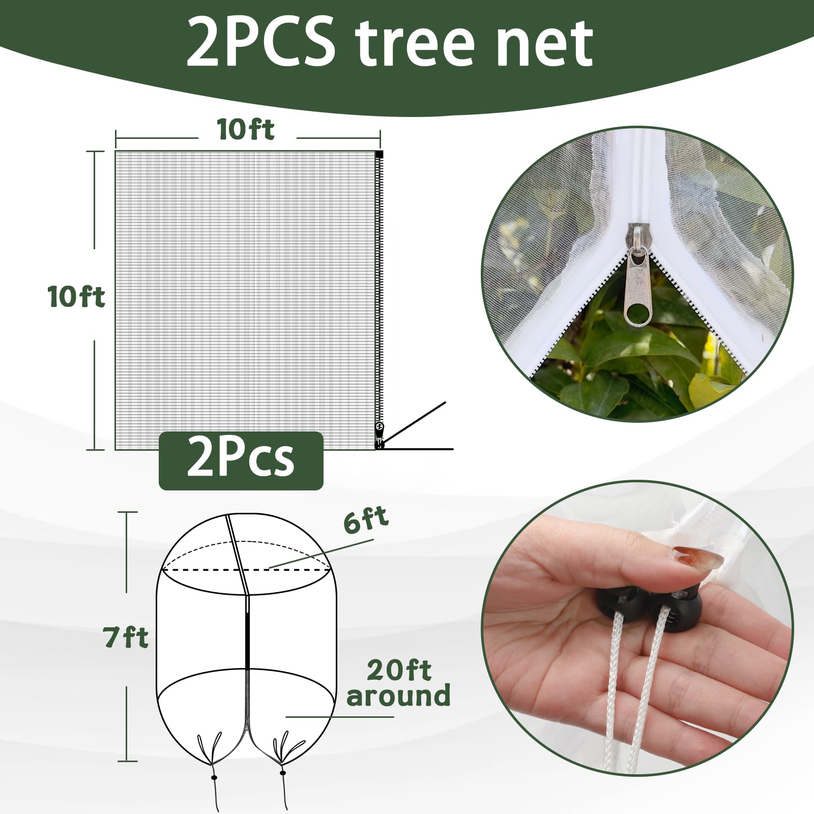 RMBHM netting with zipper and drawstring for easy tree coverage