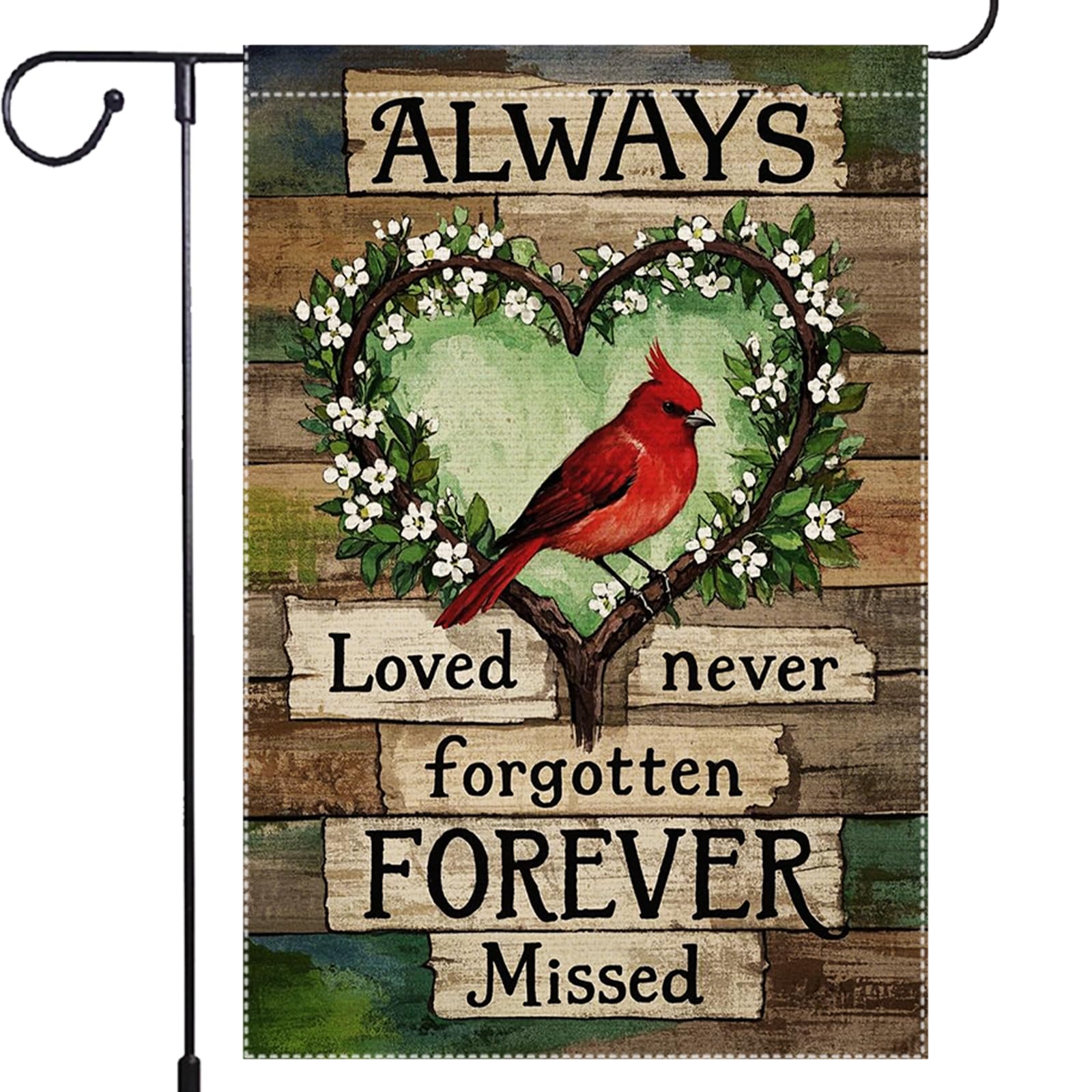 RMXJKIIU Always-heart cardinal garden flag, weather-resistant outdoor decor
