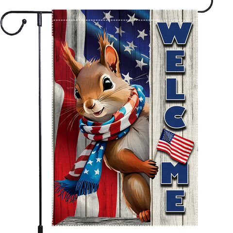 RMXJKIIU American flag squirrel garden flag for outdoor welcome display