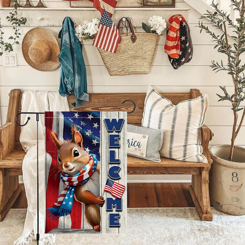 RMXJKIIU burlap two-layer garden flag with double-sided patriotic print for visibility