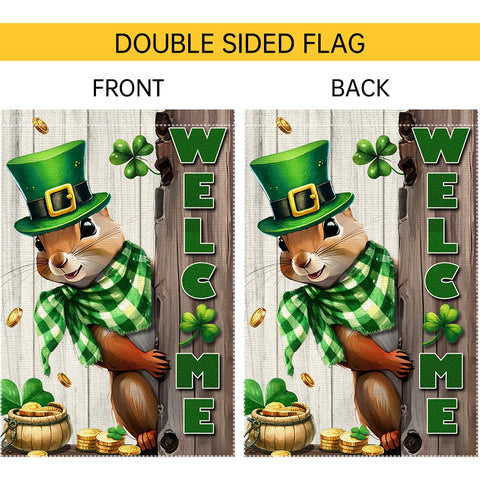 RMXJKIIU double-sided burlap garden flag seen from both sides