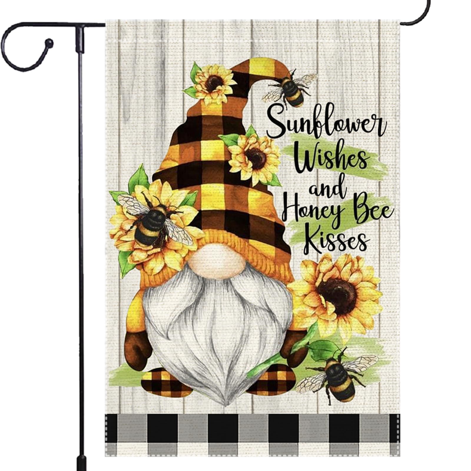 RMXJKIIU gnome sunflowers flag adds cheerful summer color to your yard
