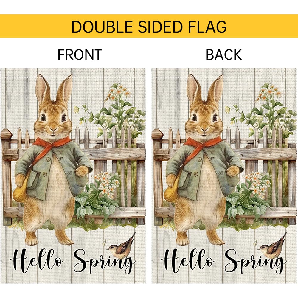 RMXJKIIU Hello Spring Garden Flag measures 18x12 inches for easy stand compatibility