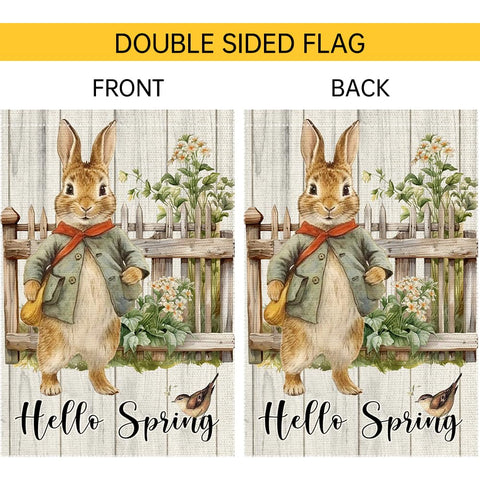 RMXJKIIU Hello Spring Garden Flag measures 18x12 inches for easy stand compatibility