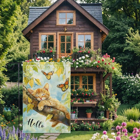 RMXJKIIU Hello Spring Garden Flag double-sided design for visibility from both sides.