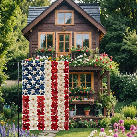 RMXJKIIU outdoor garden flag, 18x12 inches, weather-resistant fabric for long-lasting charm.
