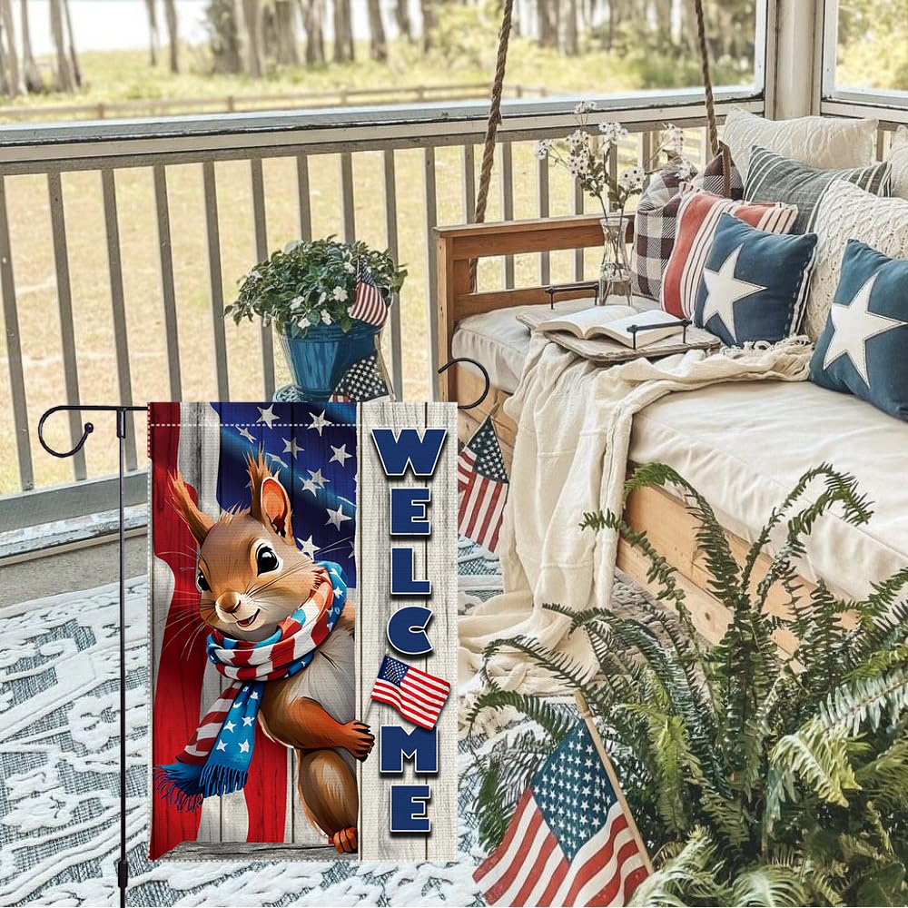 RMXJKIIU patriotic squirrel flag brightens patios with festive charm