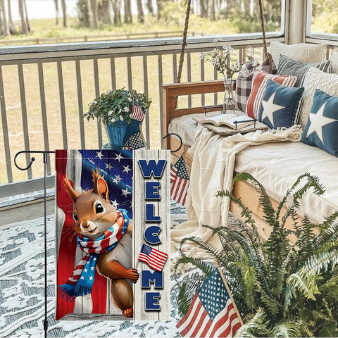 RMXJKIIU patriotic squirrel flag brightens patios with festive charm