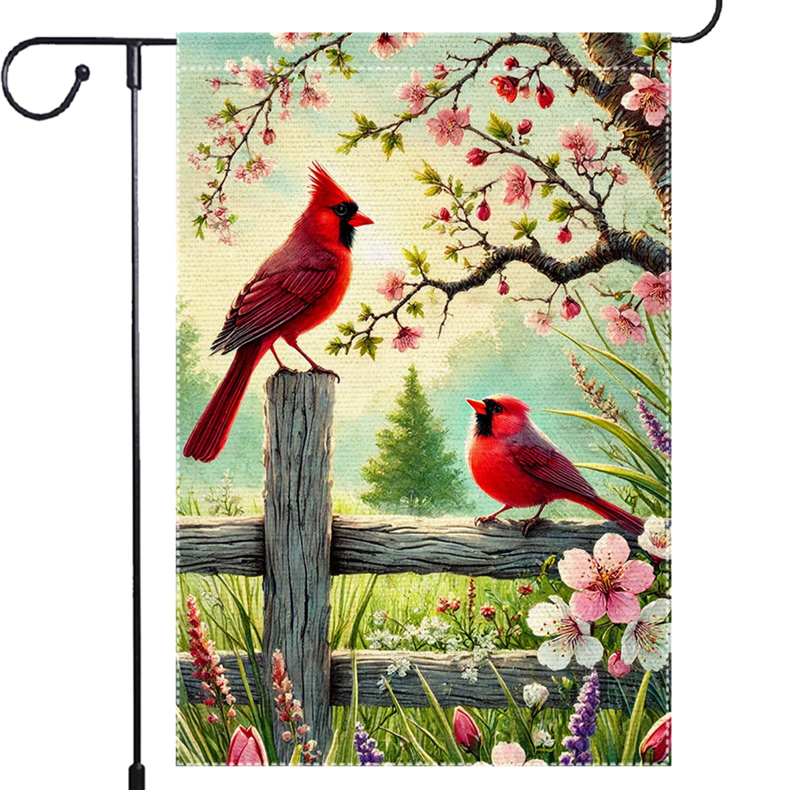 RMXJKIIU cardinal garden flag front view with vibrant spring colors for outdoor charm