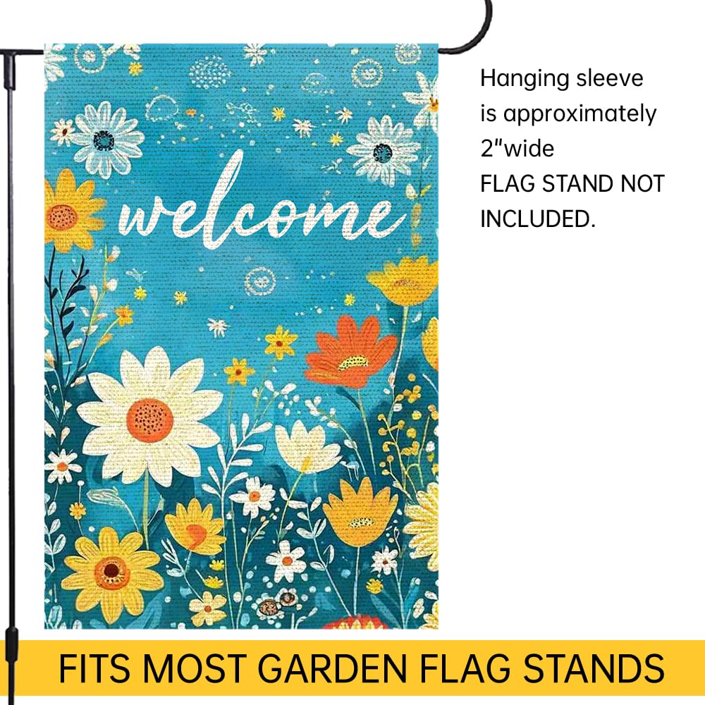 RMXJKIIU spring-summer garden flag welcome message invites guests cheerfully