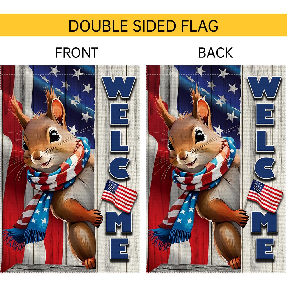 RMXJKIIU US flag squirrel decor flag for curb appeal