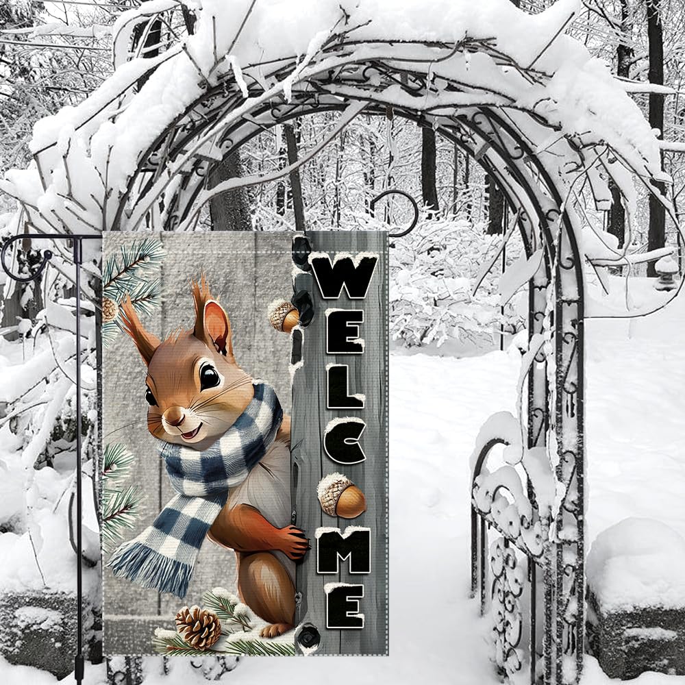 RMXJKIIU double-sided winter flag for outdoor yard decor.