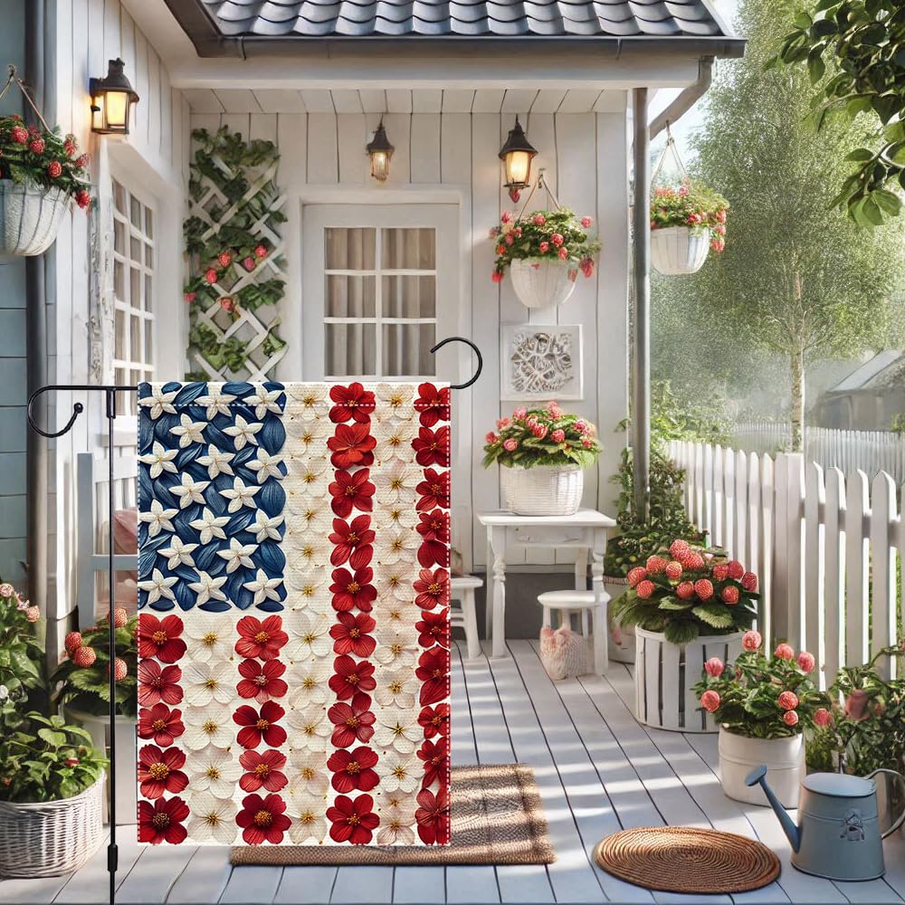 RMXJKIIU welcome garden flag, heartwarming floral design for welcoming guests.