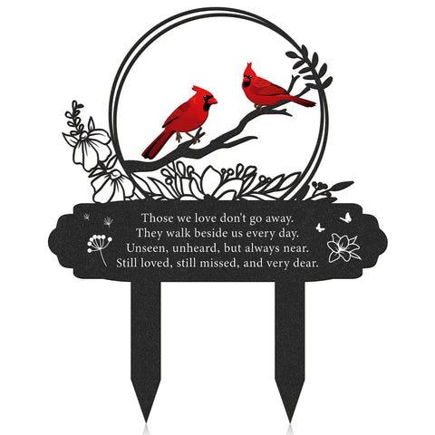 Rngmsi cardinal grave decorations on a metal stake for yard or cemetery display.