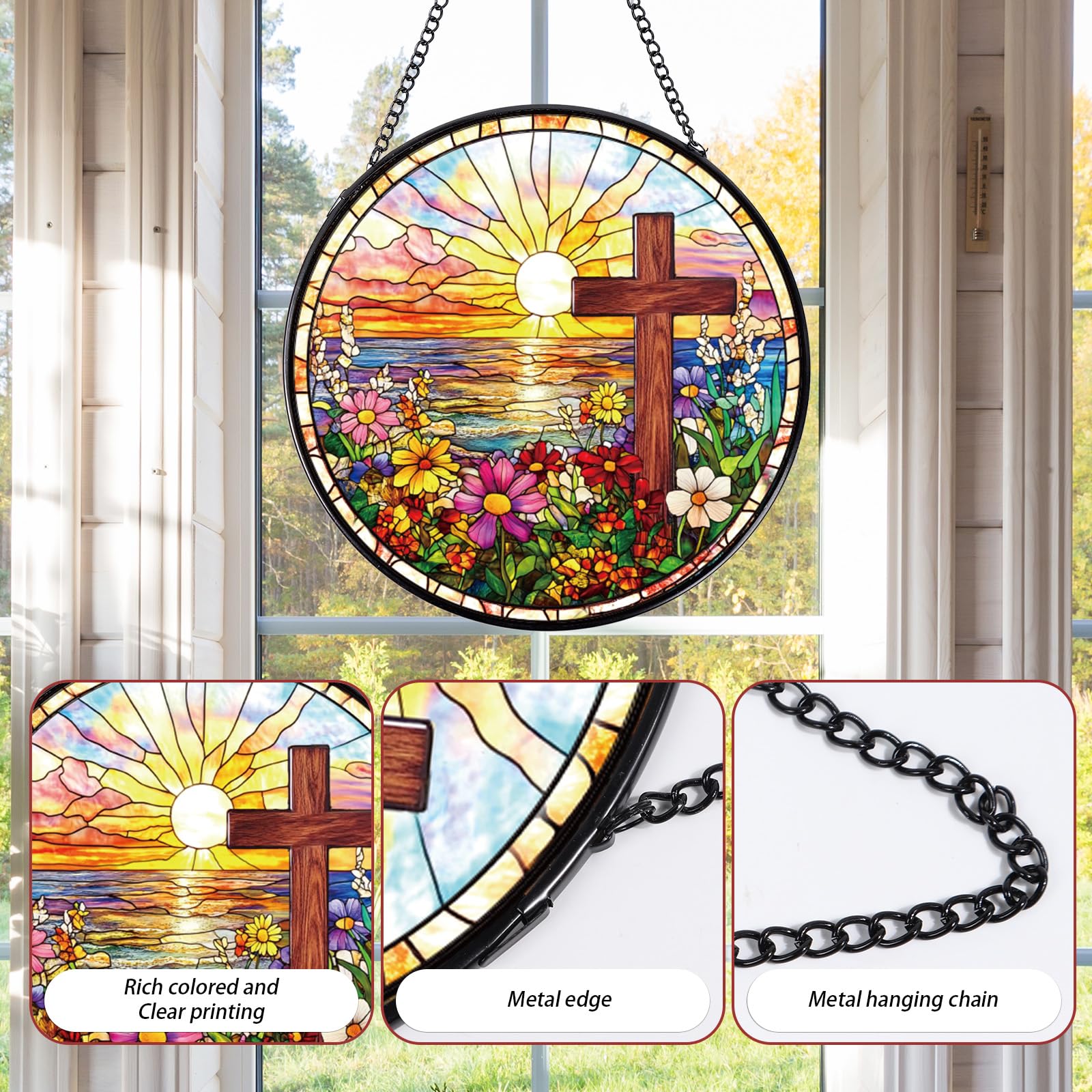 Rngmsi diamond glass suncatcher refracts sunlight for colorful room accents.
