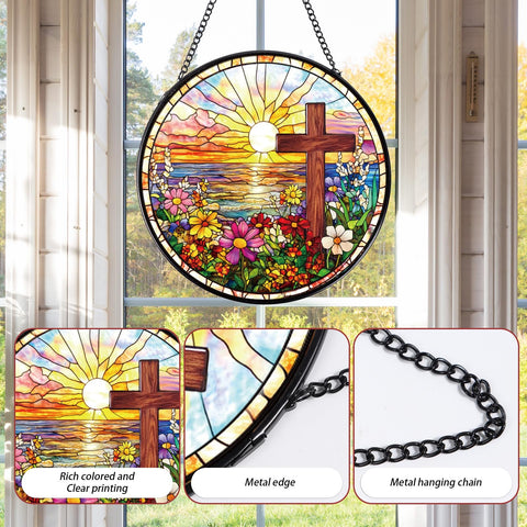 Rngmsi diamond glass suncatcher refracts sunlight for colorful room accents.