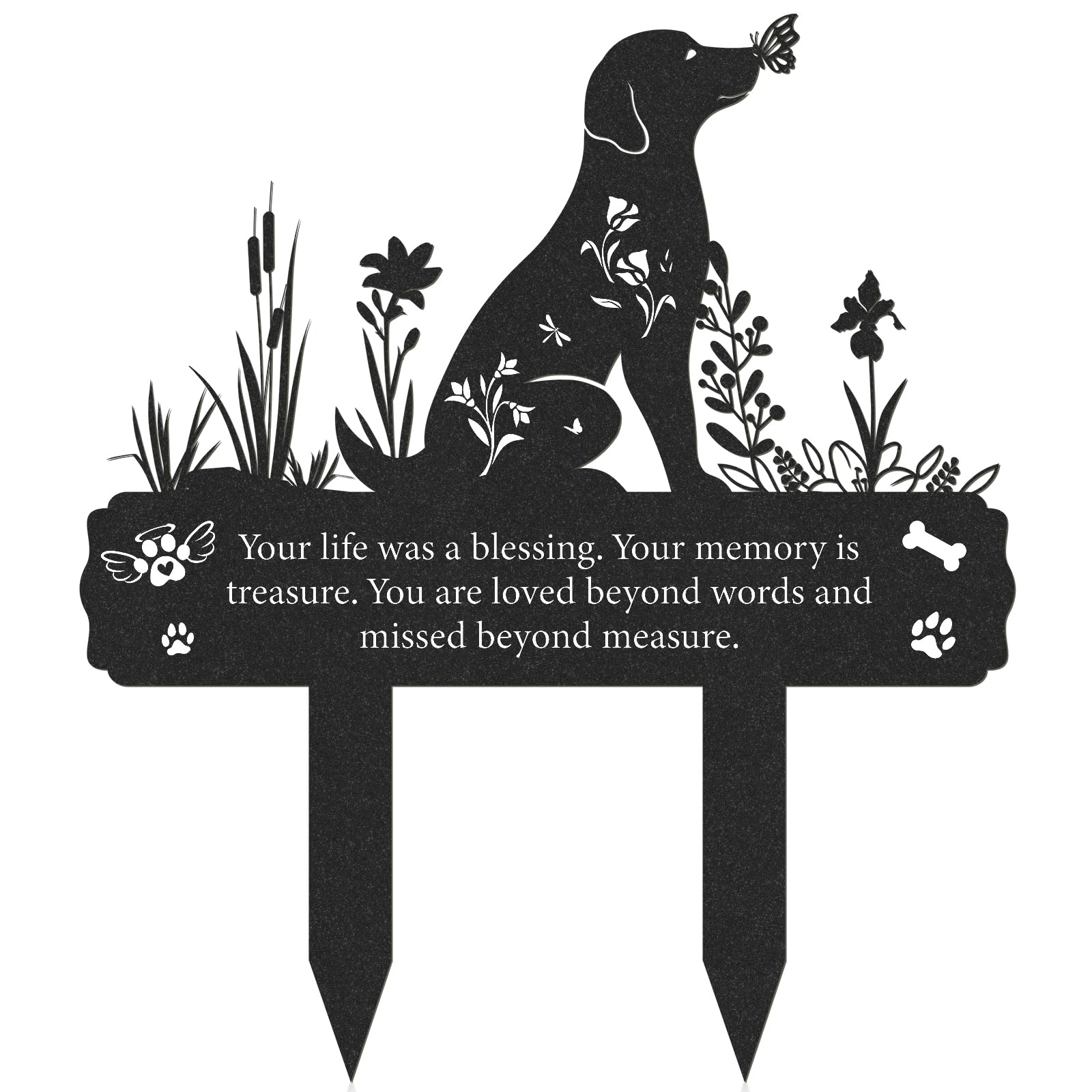 Rngmsi dog grave marker silhouette for durable outdoor memorial display
