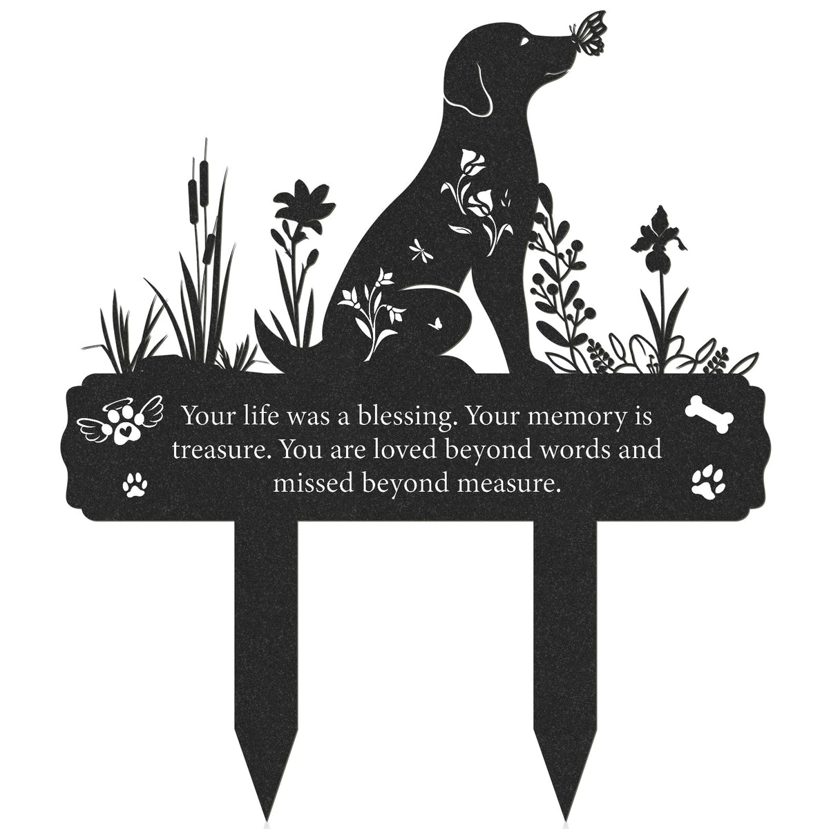 Rngmsi dog grave marker silhouette for durable outdoor memorial display