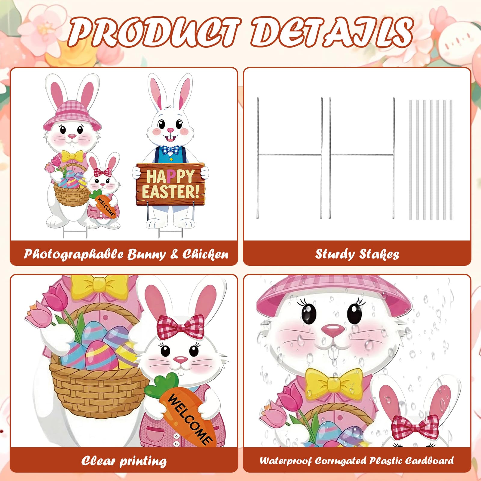 Rngmsi Happy Easter bunny yard sign brightening outdoor space.