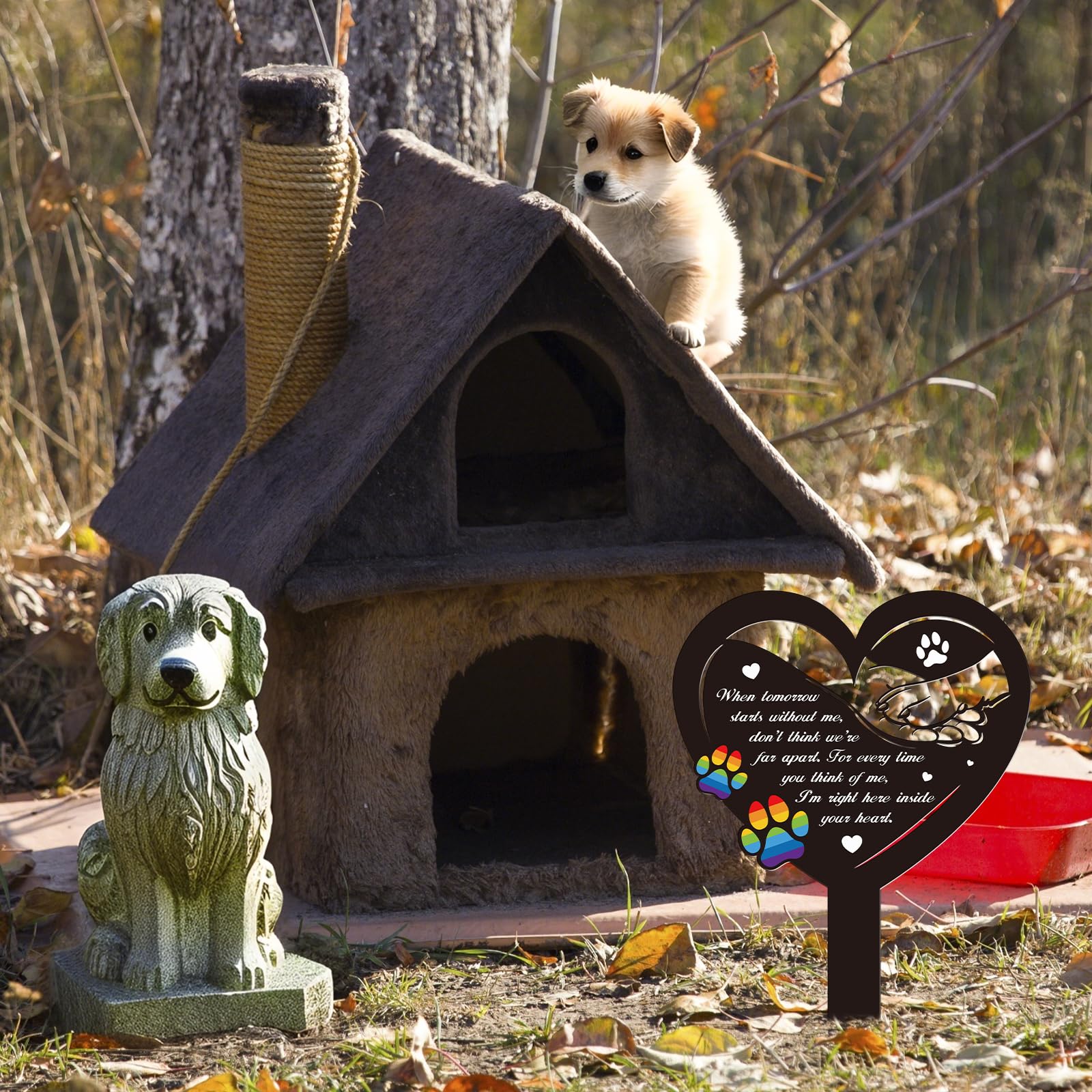 Rngmsi garden remembrance dog marker for lawn or patio.