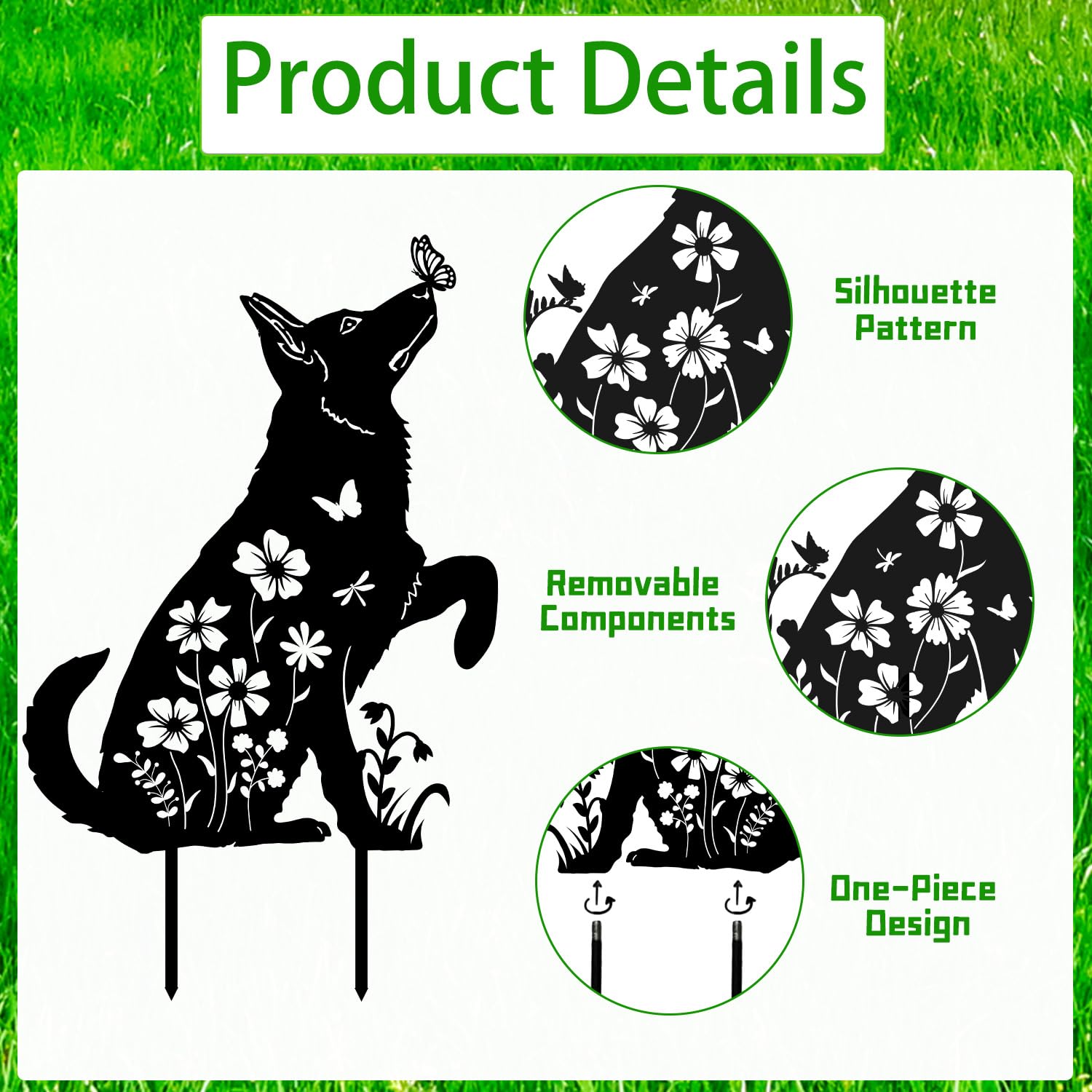 Rngmsi metal dog yard decor ensures durable outdoor display with vibrant color.