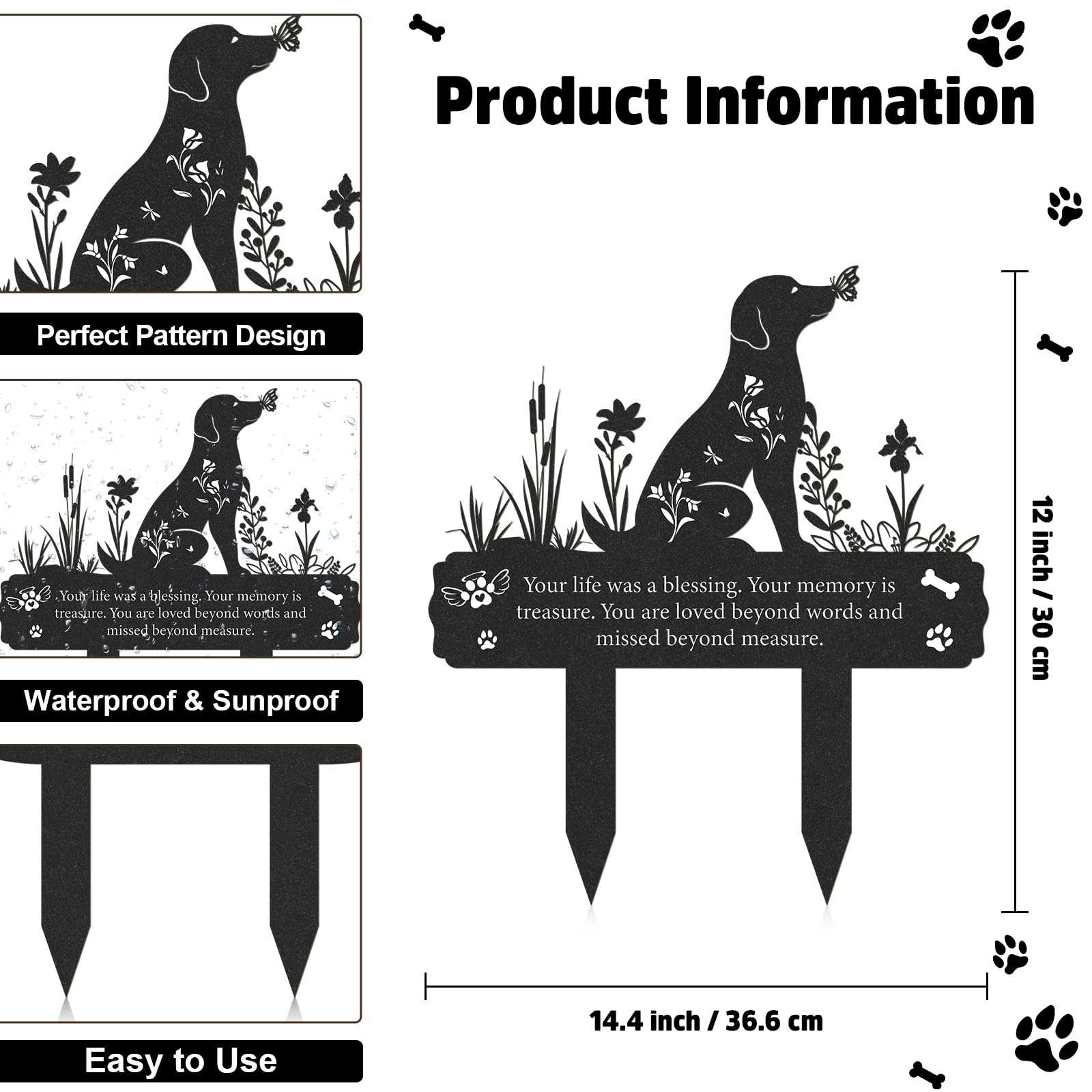 Rngmsi metal grave marker for outdoor use with weather resistant durability