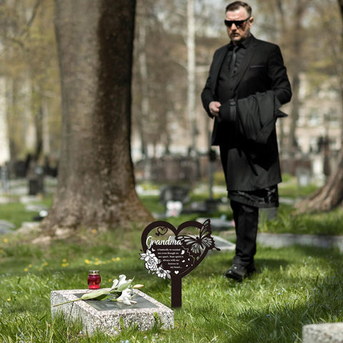 Rngmsi metal headstone double-sided iron printing improves outdoor visibility.