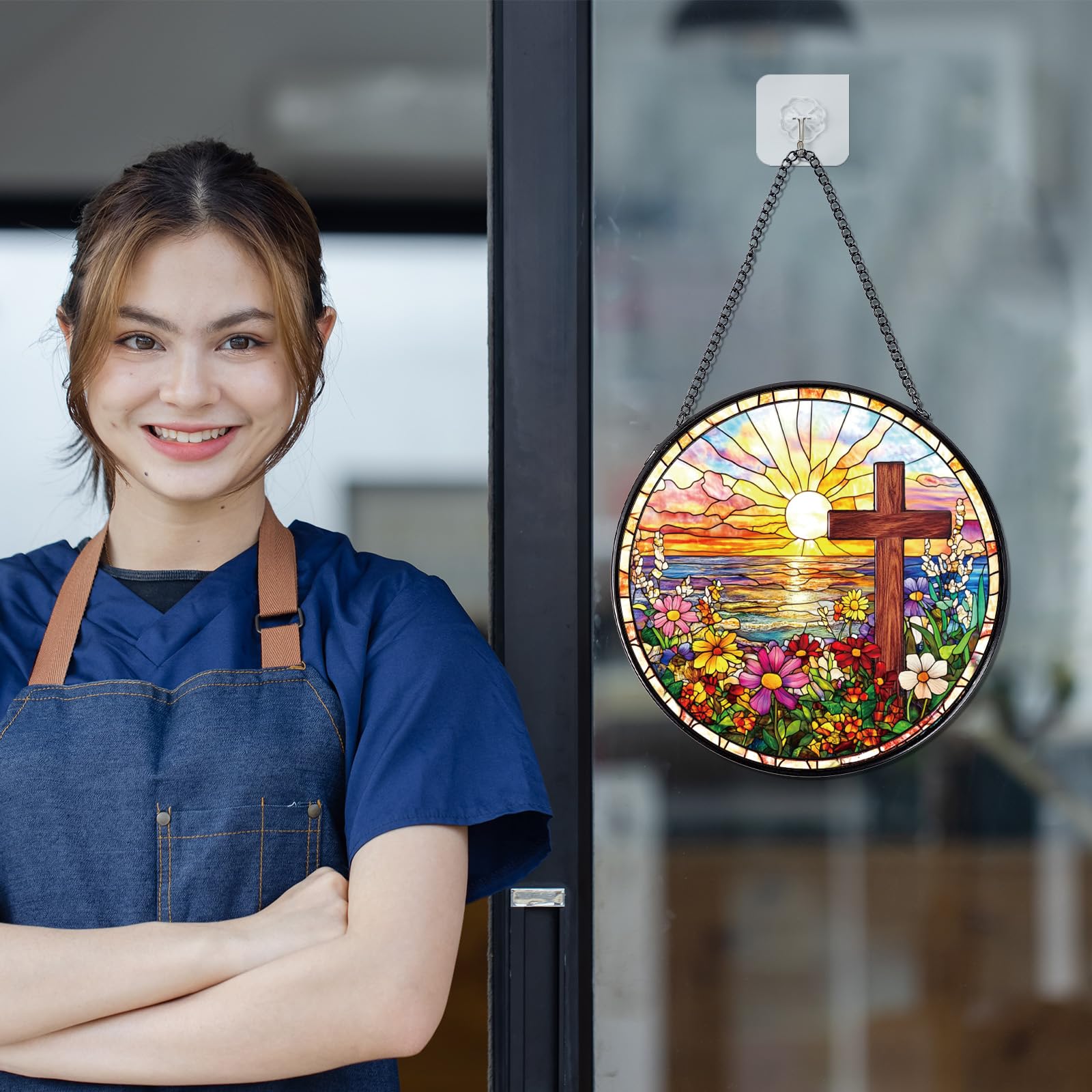 Rngmsi religious floral window art adds a thoughtful decor touch.