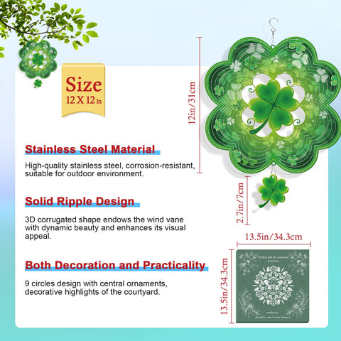 Rngmsi St Patrick's Day wind spinner hanging decor brings playful motion to yards