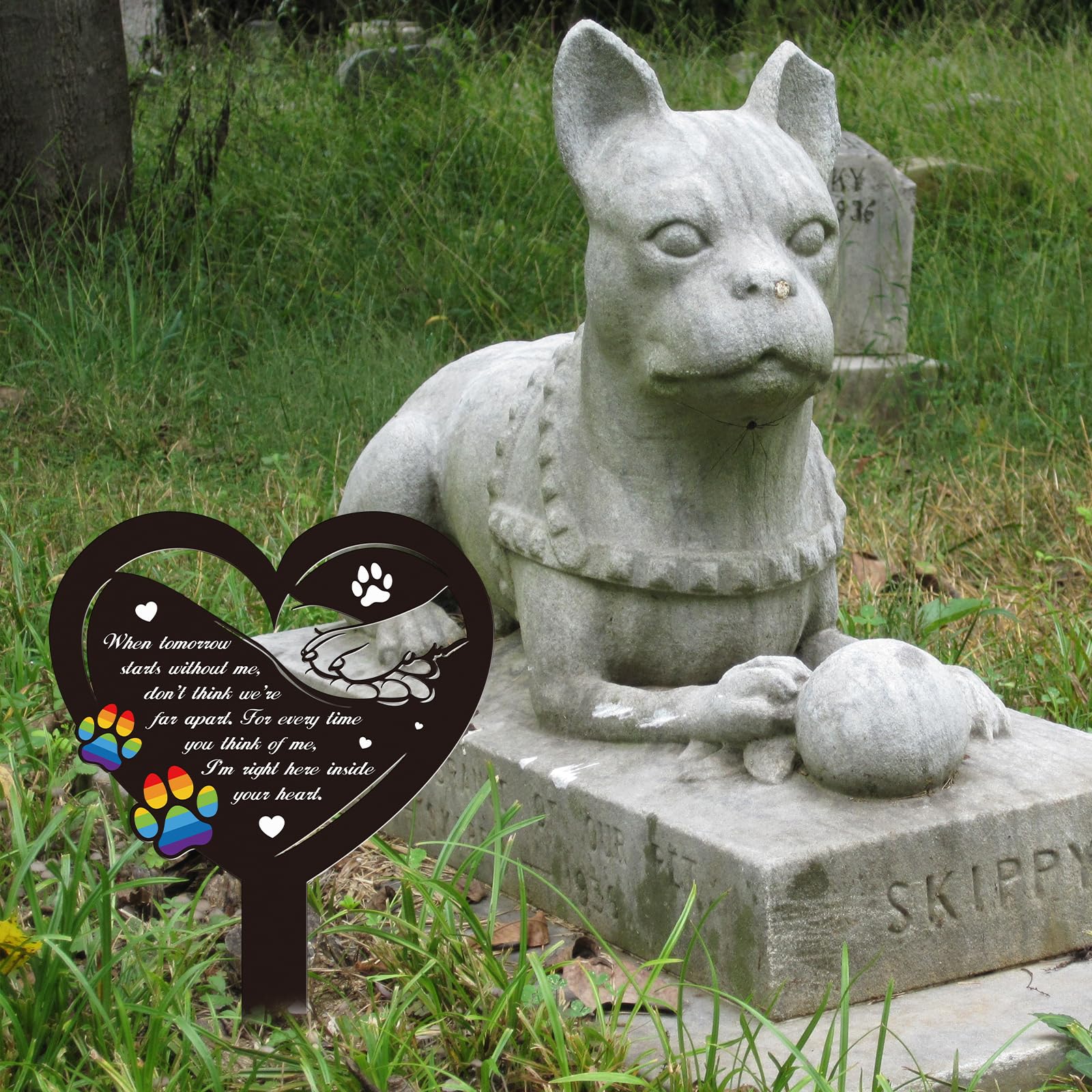 Rngmsi waterproof dog grave marker suitable for yard.
